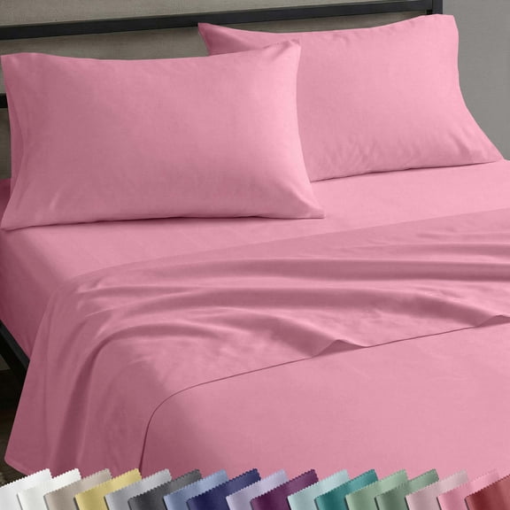 California Design Den 100% Cotton 4-Piece King Size Sheet Set, Doll Pink