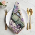 thumbnail image 2 of Purple Flowers Cloth Napkins, Vintage Weeping Spring Floral Truck Butterfly Retro Washable and Reusable Dinner Napkins Set of 8, Table Napkin for Kitchen Party Birthday Wedding Hotel 20"x20", 2 of 9