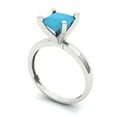 thumbnail image 2 of 1.5 ctw Solitaire Anniversary Ring for Women | Princess Cut Simulated Turquoise | Hyperallergenic Solid 18K White Gold, 2 of 5