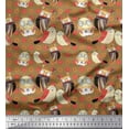 thumbnail image 1 of Soimoi Satin Silk Fabric Floral & Owl Cartoon Print Fabric by The Yard 42 Inch Wide, 1 of 1