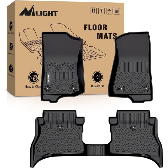 Nilight TPE Floor Mats for Jeep Wrangler 4XE Hybrid 4 Doors 2021 2022 2023 2024 2025,All Weather Custom Fit Heavy Duty Floor Liners
