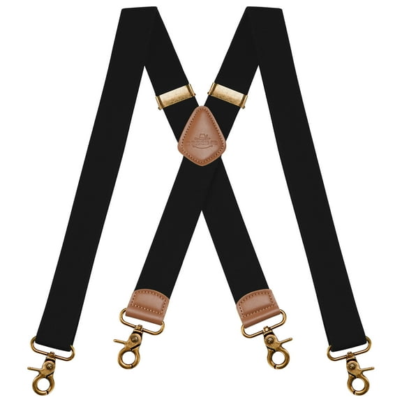 BIGLUFU Vintage Suspenders for Men Heavy Duty 4 Snap Hooks for Belt Loops Adjustable X