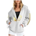thumbnail image 2 of Bovemsi Sweatshirt for Women Zip Up Hoodie Oversized Casual Long Sleeve Football Jacket Sunday Funday Mom Tops Zip Up Hoodie, 2 of 5