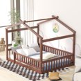 thumbnail image 3 of Bellemave Full Size House Floor Bed for Kids, Wooden Montessori Full Bed with Fence Railings and Support Slats, No Box Spring Needed (Natural), 3 of 7