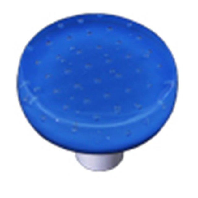 Bouton de Cabinet Rond en Verre Bleu Égyptien - Poteau Noir