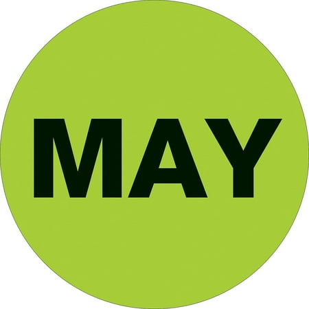 UPC: 0848109004563 | Tape Logic Months of the Year Labels MAY 1 Circle Fluorescent Green 500/Roll DL6727
