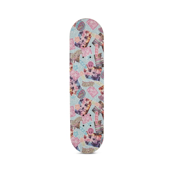 Justice Boardwalk Brights Sticker Skateboard with Glitter Deck & Light-Up Wheels