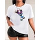 thumbnail image 1 of Women's Soft Pink Butterfly Print Short Sleeve T-Shirt - Casual Crew Neck, Stretchy Polyester & Spandex Blend, Machine Washable - Perfect for Spring, Summer & Fall, Allseason Top|Butterfly Print Top|, 1 of 6