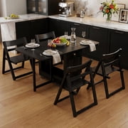 Extendable Drop Leaf Folding Dining Table Space Saving Living Room & Kitchen Single Black 130cm