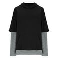 thumbnail image 4 of UTSJKR Womens Oversized Fake Two Piece Hoodies Fleece Sweatshirts Spring Fashion Pullover Sweaters Winter Clothes Black XL, 4 of 9