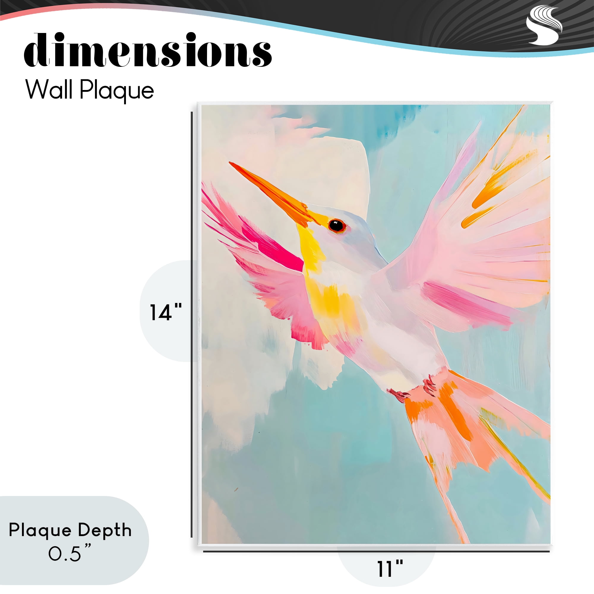 Stupell Industries Pastel Hummingbird Soaring Wall Plaque Art, design by The Prints Vibe