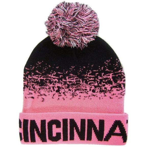 Cincinnati Men's Digital Fade Soft Fabric Winter Knit Hats (Black/Pink)