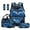 Dolphin Blue Hibiscus, variant on Yuyamidu Train School Backpack for Boys with Lunch Box 17 Inch Bookbag for High Middle Elementary School Girls Insulated Lunch Bag Kids Pencil Case Bookmarks, 5 Pieces
