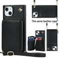 thumbnail image 1 of Luxury Wallet Case Compatible with iPhone 14 6.1 inch,Zipper Closure Luxary PU Leather with Phone rope Card Slot Card Holder Stand Shockproof Kickstand Case for iPhone 14 6.1 inch,Black, 1 of 13
