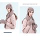 thumbnail image 4 of Bufanda cálida, guantes, juego de tres piezas de lana tejida acanalada sólida, gorro, manta, bufanda (rosa), 4 of 5