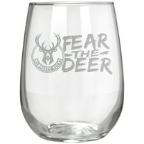 Milwaukee Bucks Etched 17oz. Rally Cry Stemless Wine Glass