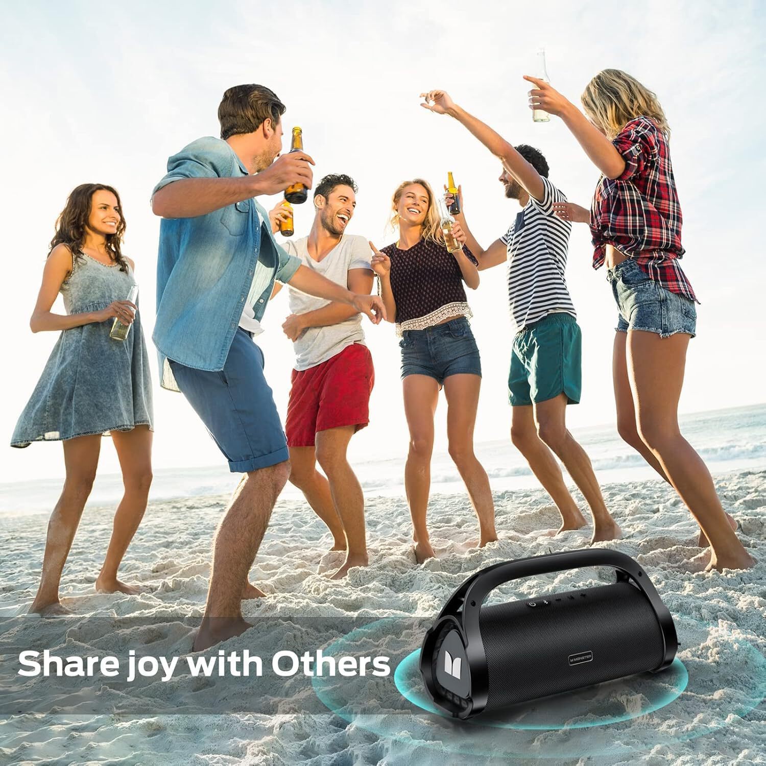 Monster Adventurer Max Boombox Bluetooth Speaker, 100W Sound, Dual Subwoofers, IPX7 Waterproof for Home, Parties, Beach