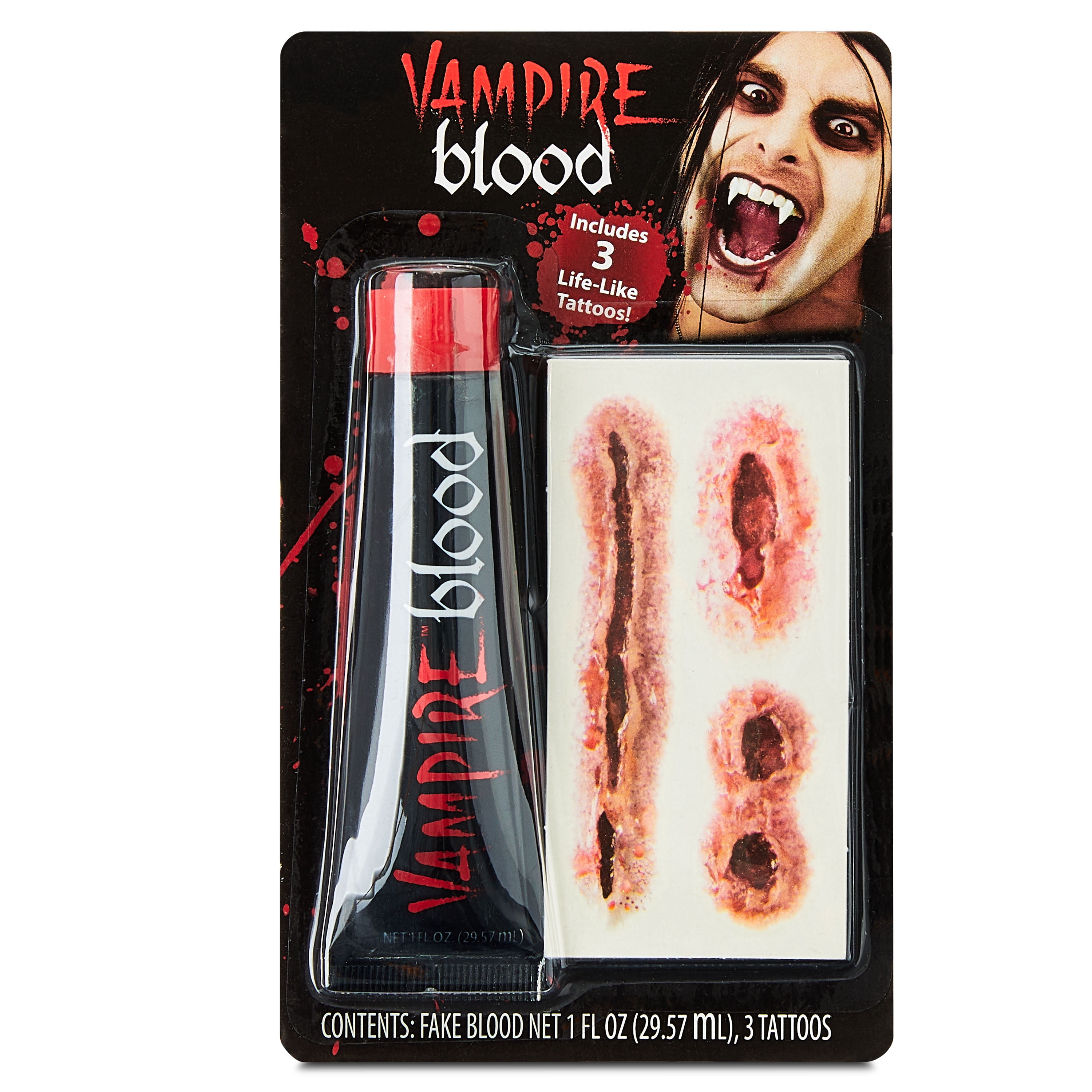 Tube of Blood and Tattoos, Halloween Make-Up for Adults, by Fun World