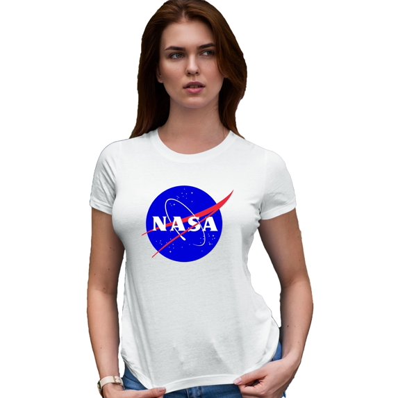 Womens Blue NASA Logo Deluxe Soft T-Shirt