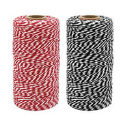 Tenn Well Bakers Twine, 656 Feet 2mm Striped Cotton Twine Ribbon for Gift Wrapping, Baking, Crafting and Festival Decoration (