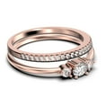 thumbnail image 2 of Minimalist 1.15 Carat Slim Oval Cut Diamond Moissanite Fairy Engagement Ring, Dainty Wedding Ring in 925 Sterling Silver With 18k Rose Gold Plating, Festival Bridal Set, Matching Band, 2 of 4