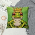 thumbnail image 2 of Nawypu  Frog Prince Throw Pillow Cover Lovely Cartoon Fairy Tale Mascot Golden Crown Lipstick Kiss Cozy Square Cushion Case for Men Women Boys Girls Room Home Decor, 2 of 5