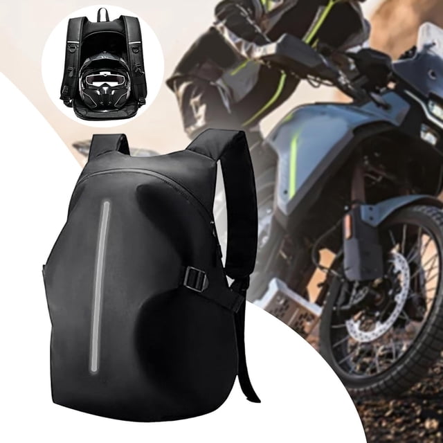 Mochila de motocicleta con banda reflectante, bolsa de almacenamiento para casco para hombre, mochila a prueba de polvo para acampar y montañismo al