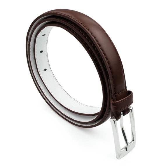 belle donne - women's leather skinny hip or waist dress belt -brown-l