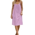 thumbnail image 4 of Aimik Women's Backless Spaghetti Strap Midi Dress Summer Solid Tie Back Loose Sundress Breathable Casual Vacation Dress, 4 of 6