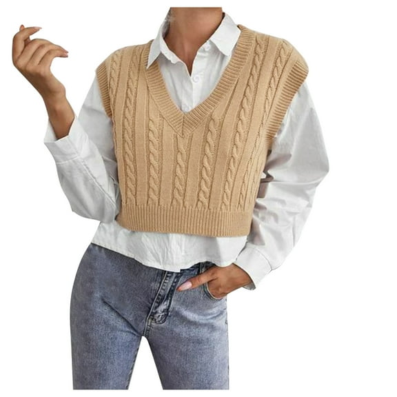 Vedolay Women's Pullover Casual Long Sleeve Pullover Sweaters Winter Warm Tops Khaki,L