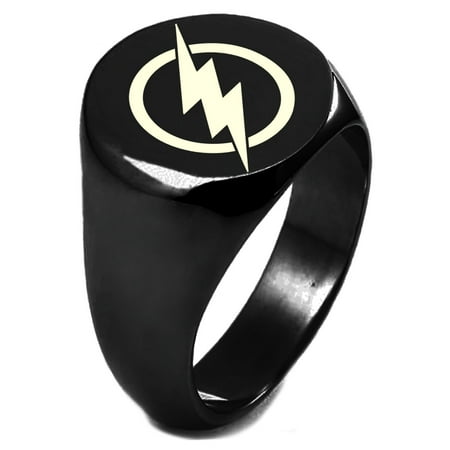 black ip plated sterling silver dc flash logo engraved round flat
