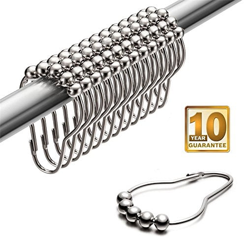 12Pcs/Set Rustproof Stainless Steel Shower Curtain Rings Hooks Vogue SmHcX thfd