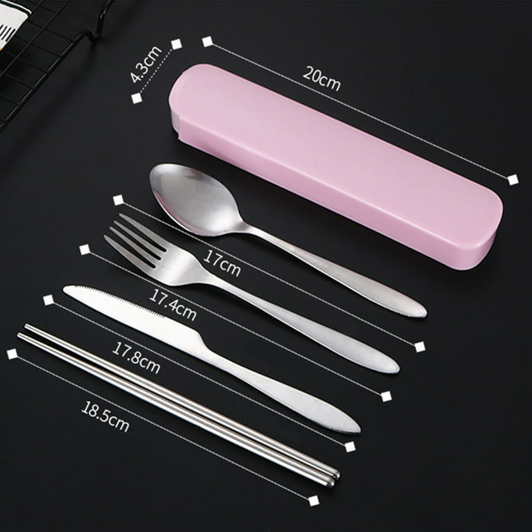 Reusable Travel Utensils,Portable Stainless Steel Flatware Cutlery Set, Camping Silverware with Case,3 Pieces Tableware, Knife,Spoon,Fork,for Lunch
