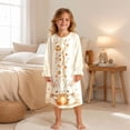 thumbnail image 2 of JIAYUE Girl Kids Nightgown Comfortable Lightweight Breathable Halloween Funny Print Long Sleeve Ruffle Round Neck Button Front Loose Fit Cute Pajamas For Party Family Indoor Loungewear, 2 of 5