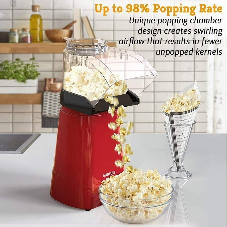 Popcorn Machine Hot Air Electric Popper Kernel Corn Maker Bpa Free No Oil 5  Core POP - Red