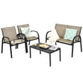 thumbnail image 2 of Costway 4 PCS Patio Furniture Set Sofa Coffee Table Steel Frame Garden Brown, 2 of 10