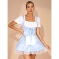 thumbnail image 3 of iixpin Womens Ruffle Apron Gingham Dress Miss Muffet Maid Cosplay Dress Halloween Sweetheart Costume Blue M, 3 of 6