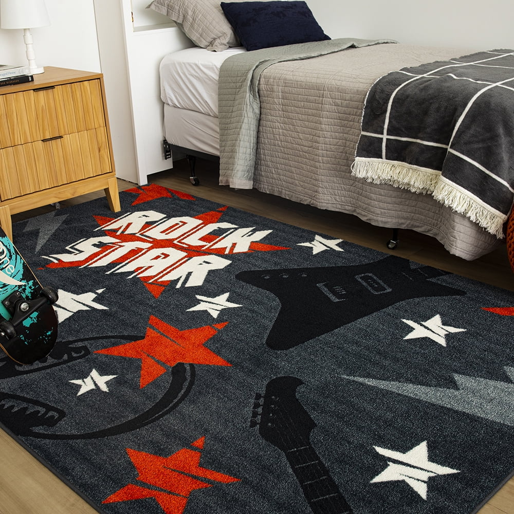 Mohawk Home Rock Star Printed Indoor Area Rug in Red, 3'4"x5'