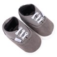thumbnail image 2 of Zapatos para caminar para bebé, antideslizantes, suaves, ligeros, de lona, para recién nacidos, planos, color gris y marrón, 13 cm, 2 of 15