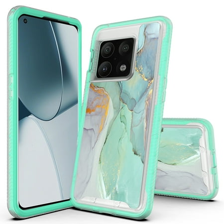 OnePlus 10 Pro 5G Case, Rosebono Hybrid Graphic Design Pattern Hard Back Pannel Cover Case For OnePlus 10 Pro 5G (Green Marble)