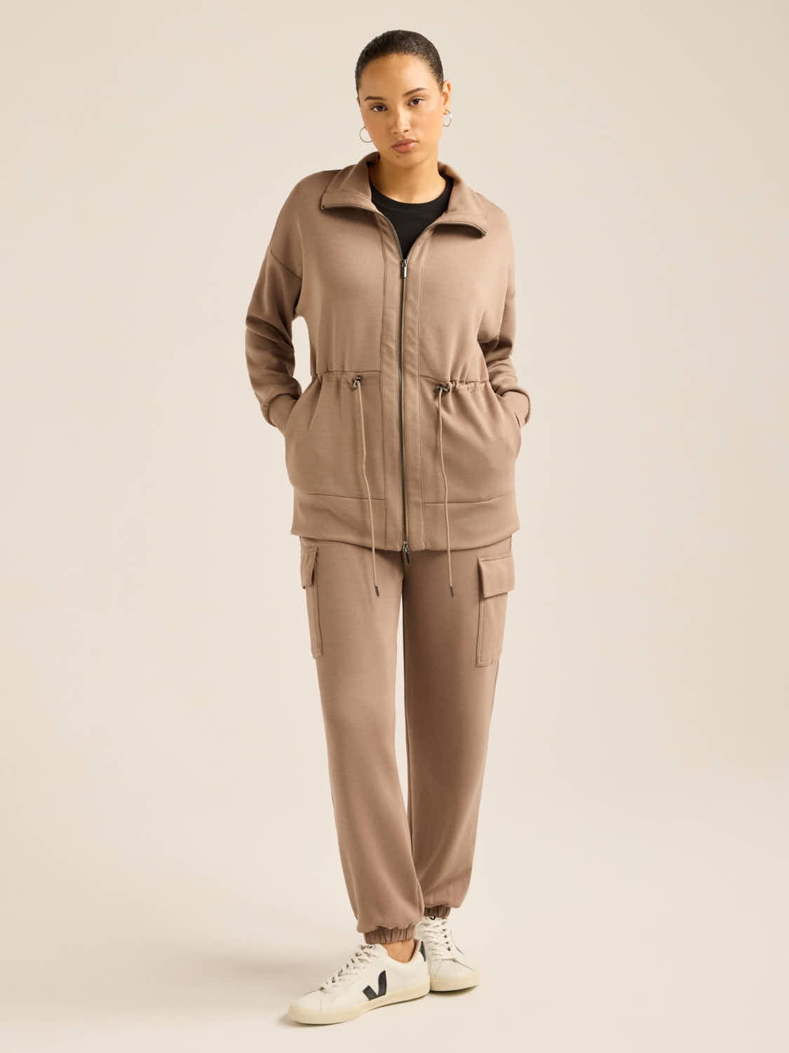 Scoop Women’s and Women's Plus Ultimate Scubaknit Longline Drawstring Zip Jacket, Sizes XS-4X