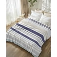 thumbnail image 3 of Flannel Fleece Throw Blanket Classic Stripes Retro Lightweight Soft Plush Blankets,Blue Beige White Cozy Warm Throw Blanket for Couch Sofa Bed Car Office 40x50in, 3 of 9
