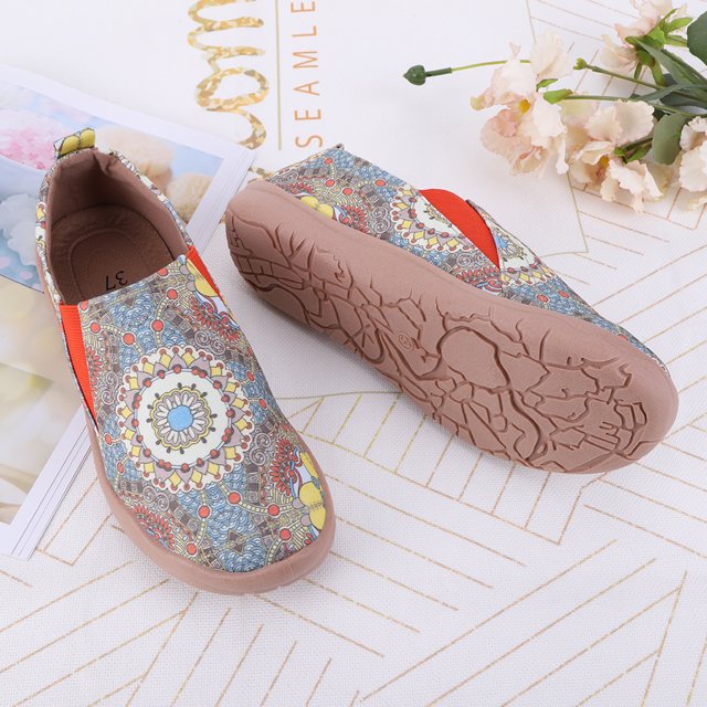 Mujer artes pintados de mocasines lienzo para caminar transpirable mocasillas para caminar livianas