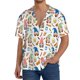 thumbnail image 1 of Balery Barbecue Gnomes Camisa Casual de Manga Corta con Botones para Hombre, Texturizada, Estilo Cubano, para Playa, Verano-XX-Large, 1 of 5