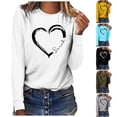thumbnail image 3 of Valentine's Day Shirt for Women Plus Size Long Sleeve Funny Cute Graphic Print Tees Casual Crew Neck Pullover Tops(Yellow,XXL), 3 of 4