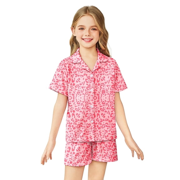 Arshiner Girls Pajamas Sets Short Sleeve Kids Pjs Button Down Sleepwear