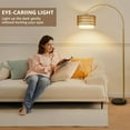 thumbnail image 4 of Table Lamp Arc Floor Lamp for bedroom with Rattan & Linen Shades, Gold Floor Lamp with Remote & Dimming Bulb, Rustic Standing Lamp with 3 Color Temperatures, Adjustable Height Farmhouse Tall Lamp fo, 4 of 9