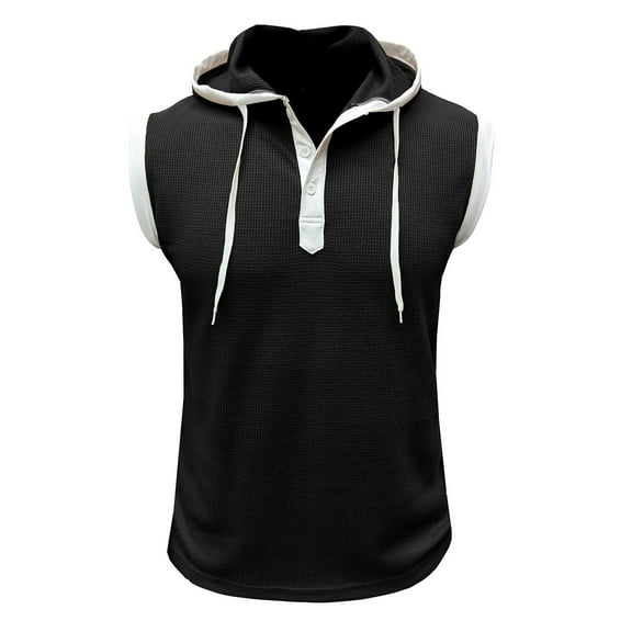 Afdoent Mens Casual Tank Tops Mens Gym Vest Training Sleeveless Vest Heavy Summer Sport Fitness Hooded Vest For Men Streetwear