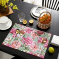 thumbnail image 3 of Wildflower and Rose Bloom Table Mats, Set of 6 Wrinkle Free Heat Resistant Flax Placemats with Butterfly Bee Pattern for Spring Summer Farmhouse Dining Decor, 3 of 5