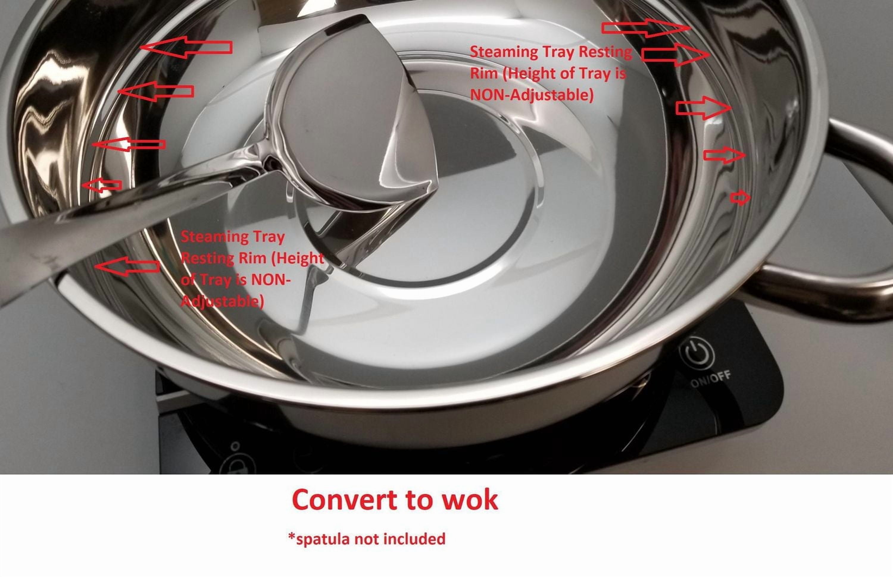 Sunwealth Stainless Steel Steamer 34cm with Glass Lid and removable steaming rack.